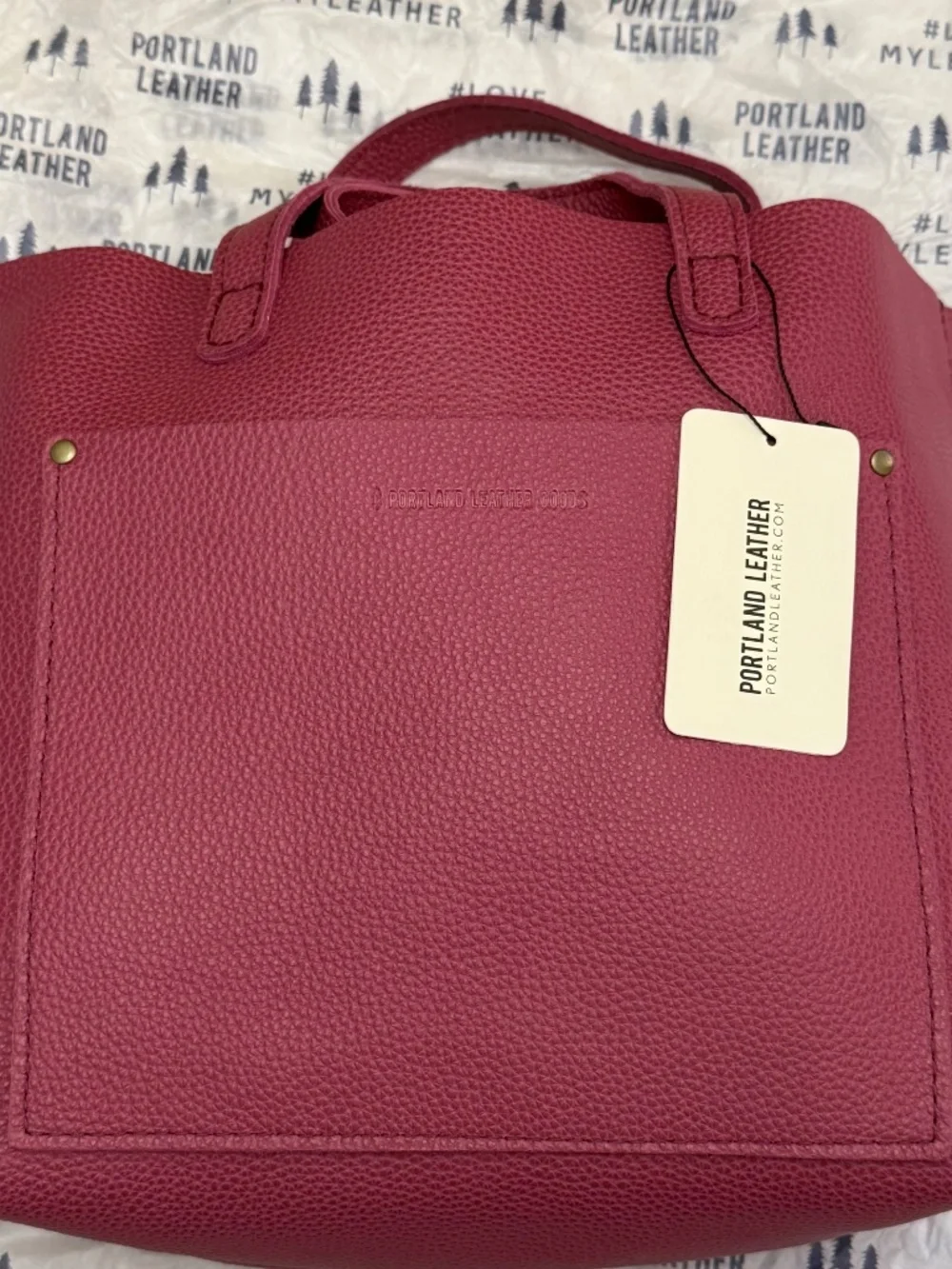 NWT Portland Leather Goods PLG Medium Crossbody Tote Classic in Pink Wild Rose